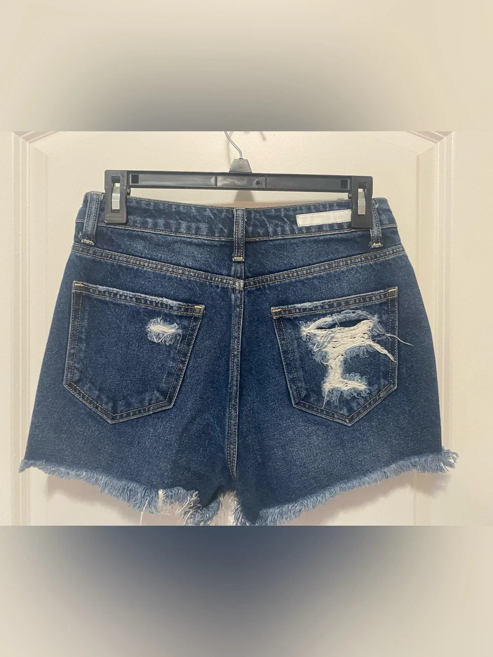 Cello Dark Blue Distressed Denim Shorts